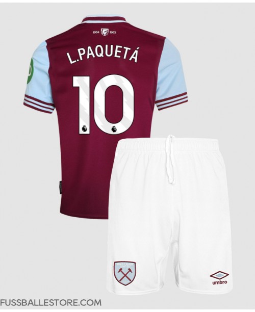 Günstige West Ham United Lucas Paqueta #10 Heimtrikotsatz Kinder 2024-25 Kurzarm (+ Kurze Hosen)